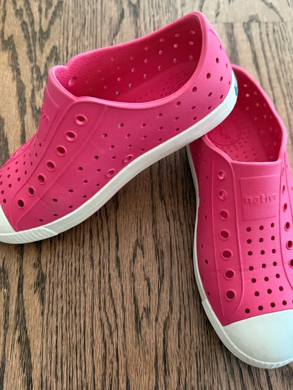Native Kids Slip-On Water Shoes in Hot Pink with White Toe Cap